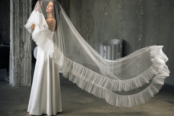 Frilled 2 layer wedding veil