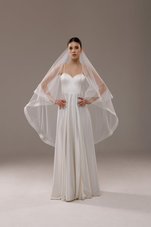 Horsehair Edge Two Tier Wedding Veil, 2HRSV/V-2564