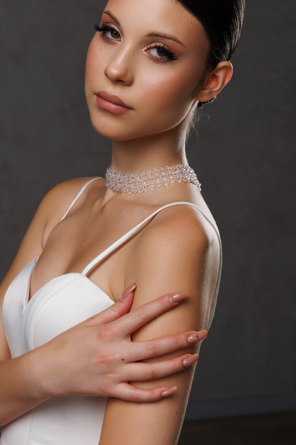 Crystals Bridal Choker Necklace, A-006