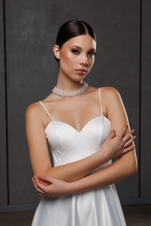 Pearl Bridal Choker Necklace, A-007
