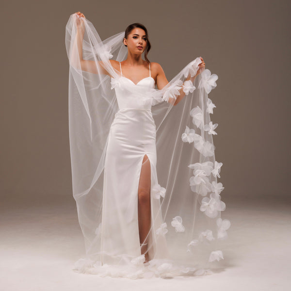 Flowered wedding veil, 3DBVF/V-2514