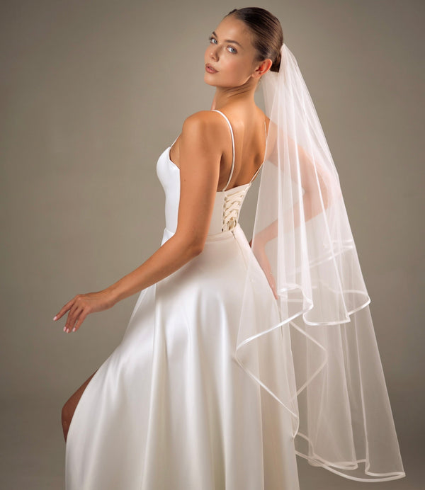 Soft Double layered veil with satin edge, 2LSATV/V-2563