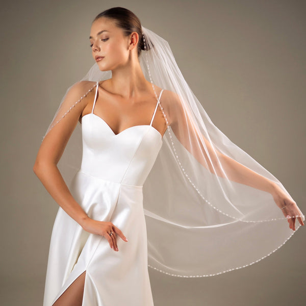 Crystal beaded edge veil, PTKV/V-2539